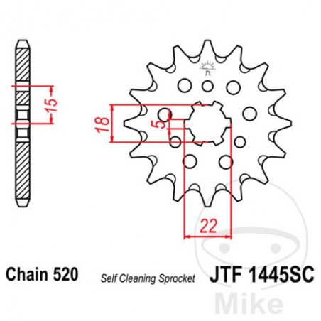 JT SPROCKETS Coarse gear racing transmission pinion 12T P-520 5 Ø18/22MM 726.21.08