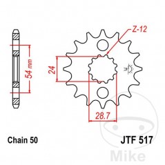 JT SPROCKETS Piñón transmisión engranaje fino 15T P-530 Ø24/28.7MM 726.01.43