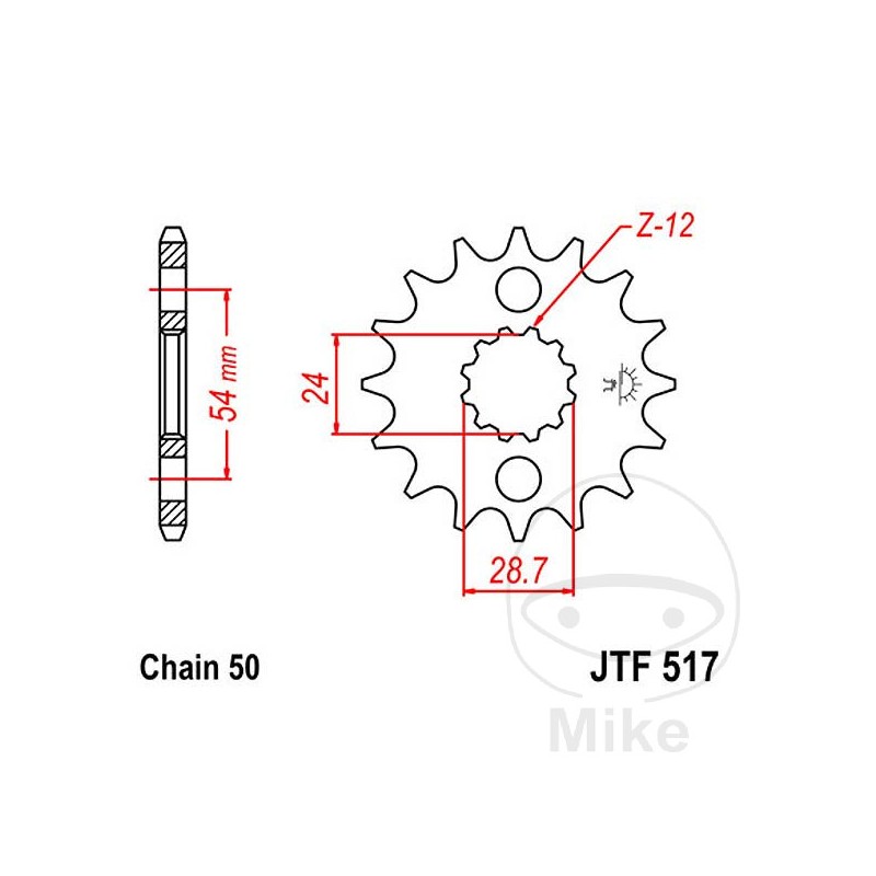 JT SPROCKETS Piñón transmisión engranaje fino 15T P-530 Ø24/28.7MM 726.01.43
