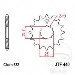 JT SPROCKETS Fine gear transmission pinion 14T 532 Ø21.6/25 726.28.76