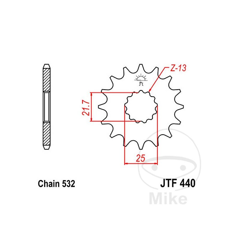 JT SPROCKETS Fine gear transmission pinion 14T 532 Ø21.6/25 726.28.76