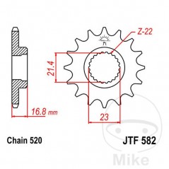 JT SPROCKETS Piñón transmisión engranaje fino 15T P-520 Ø21.3/23MM 726.05.80