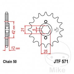 JT SPROCKETS Piñón transmisión engranaje grueso 17T 530 5 Ø21/25 726.29.59