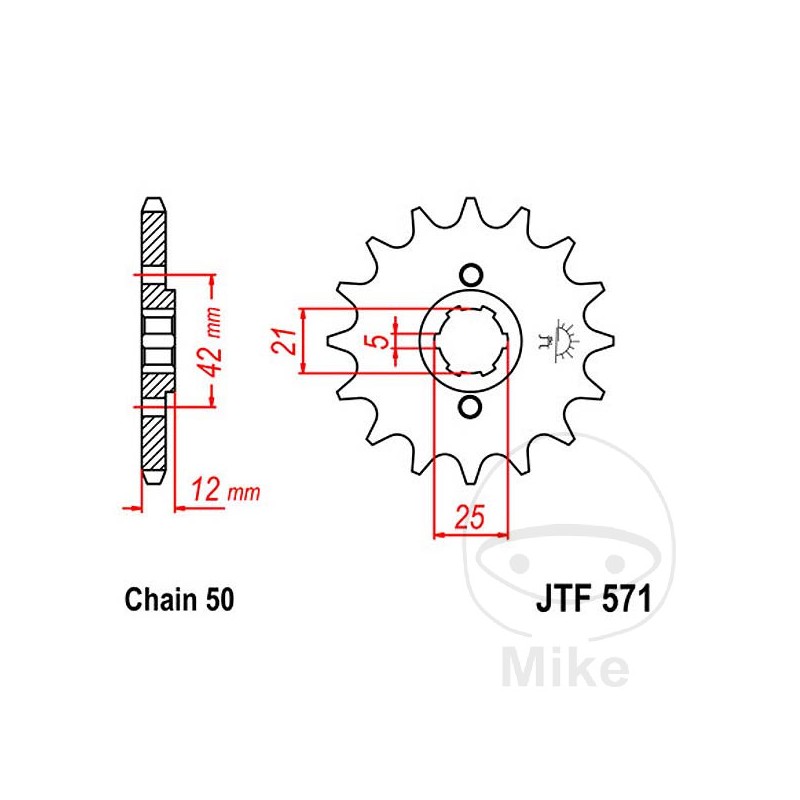 JT SPROCKETS Piñón transmisión engranaje grueso 17T 530 5 Ø21/25 726.29.59
