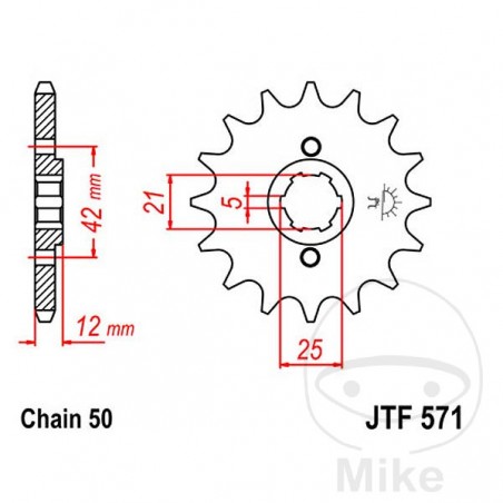 JT SPROCKETS coarse gear transmission pinion 16T P-530 5 Ø21/25MM 726.24.13