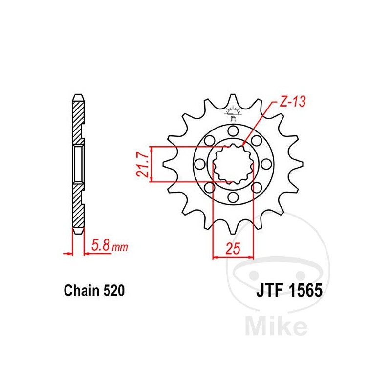 JT SPROCKETS Piñón transmisión racing engranaje fino 12T P-520 Ø21.6/25MM 726.17.79