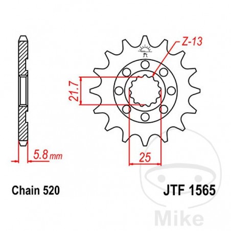 JT SPROCKETS Pinion transmission racing fine gear 12T P-520 Ø21.6/25MM 726.17.79