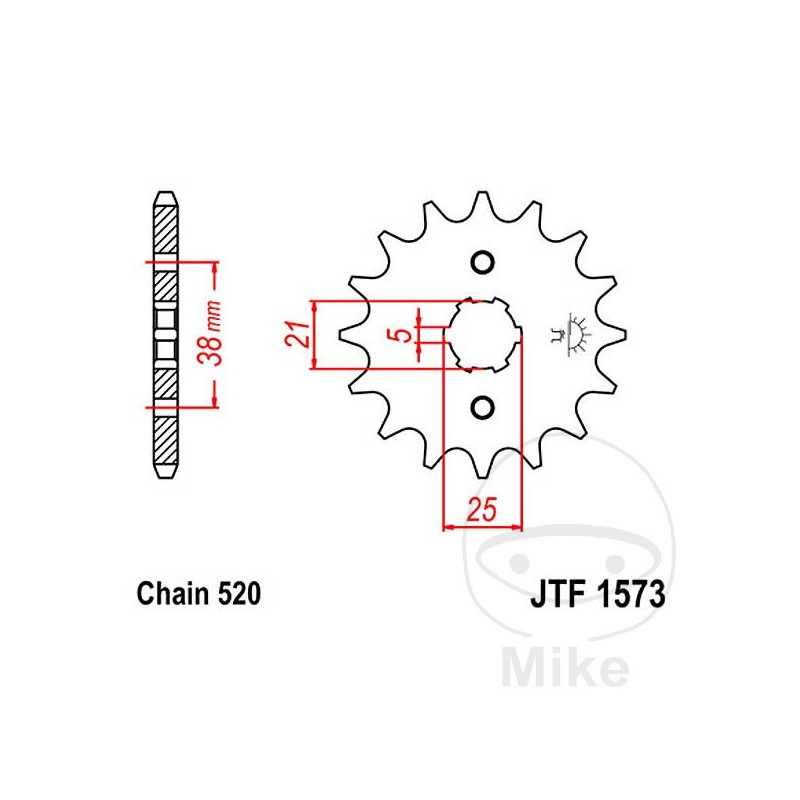 JT SPROCKETS Piñón transmisión engranaje grueso 13T 520 5 Ø21/25 726.31.48
