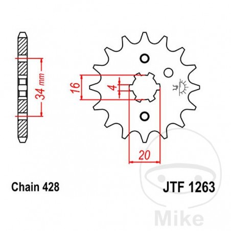 JT SPROCKETS coarse gear transmission pinion 11T P-428 4 Ø16/20MM 726.00.58