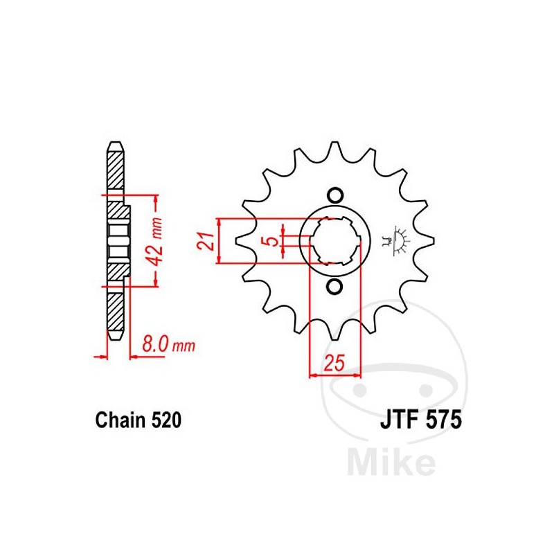 JT SPROCKETS coarse gear transmission pinion 16T P-520 5 Ø21/25MM 726.00.22