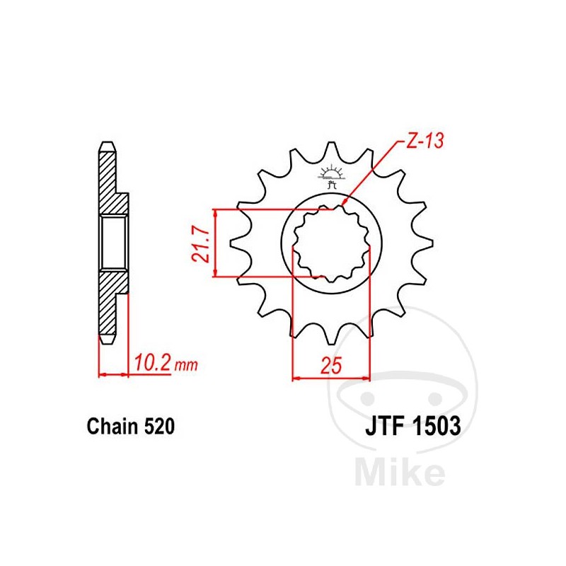 JT SPROCKETS Fine gear transmission pinion 12T 520 Ø22/25 726.37.34
