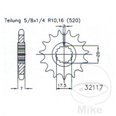 ESJOT Fine gear transmission pinion 11T 520 Ø17.5/20 726.37.83