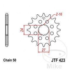 JT SPROCKETS Piñón transmisión racing engranaje fino 16T P-530 Ø24/27MM 726.38.90