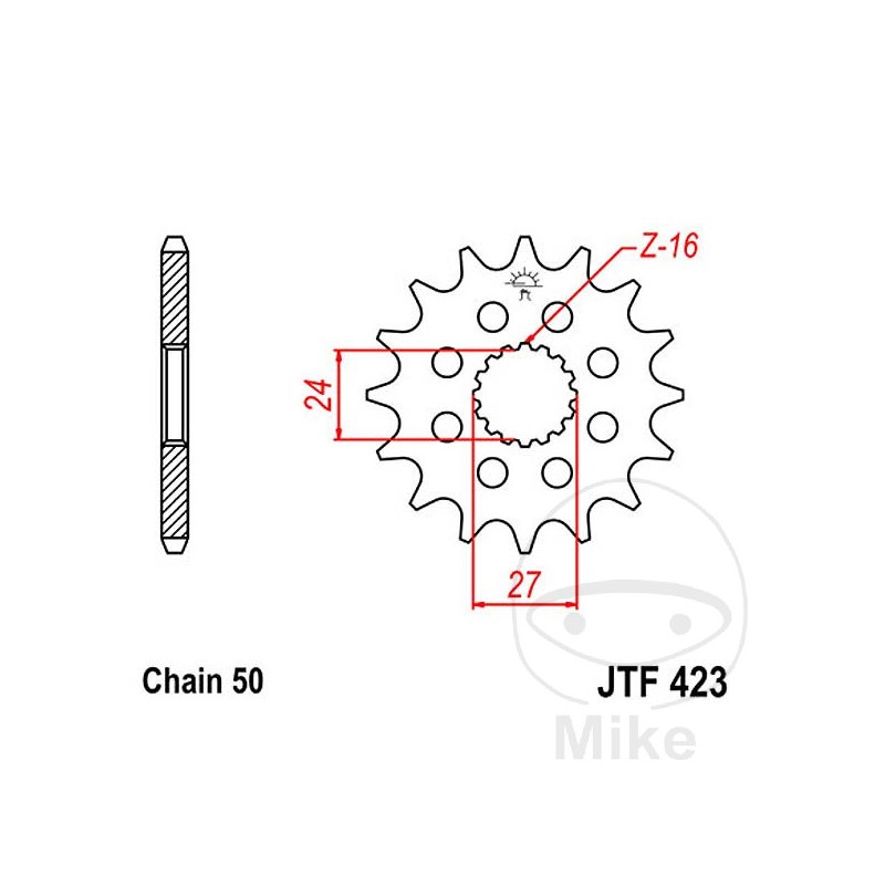 JT SPROCKETS Piñón transmisión racing engranaje fino 16T P-530 Ø24/27MM 726.38.90