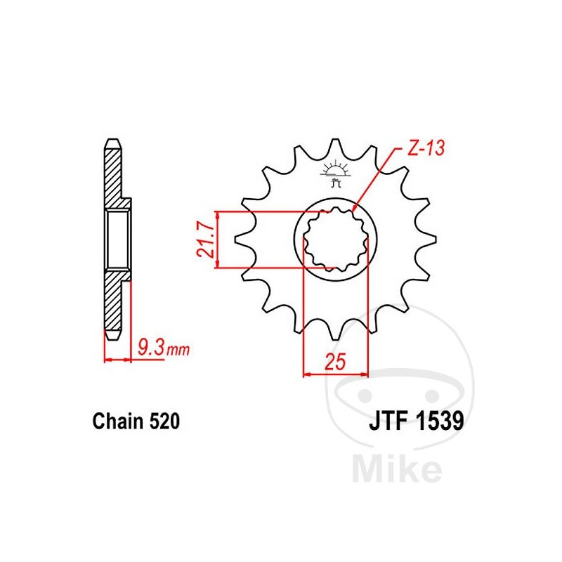 JT SPROCKETS transmission sprocket 14T 520 ALTN: 7260363 726.39.40