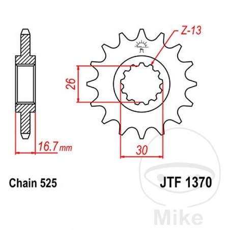JT SPROCKETS Fine gear transmission pinion 14T P-525 Ø26/30MM 726.06.08