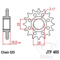 JT SPROCKETS Piñón transmisión racing 20T P-525 ALTN: 7260592 726.41.53