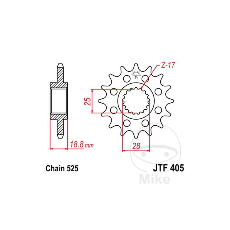 JT SPROCKETS Piñón transmisión engranaje fino RACING 19T 525 Ø25/28 726.41.61