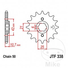 JT SPROCKETS Piñón transmisión engranaje grueso 17T 530 6 Ø21/25 726.42.29