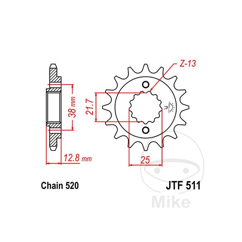 JT SPROCKETS Piñón transmisión 15T P-520 ALTN: 7260860 726.01.02