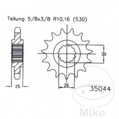ESJOT Fine gear transmission pinion 17T P-530 Ø26/30MM 726.43.51