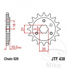 JT SPROCKETS Piñón transmisión engranaje grueso 15T 520 5 Ø21/25 726.45.83