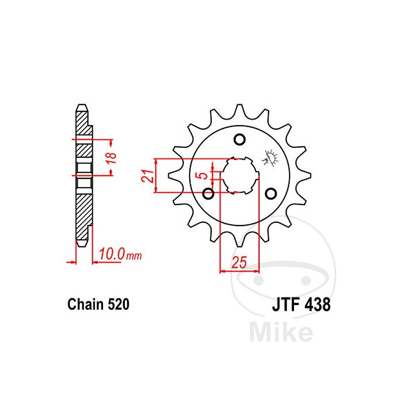 JT SPROCKETS Piñón transmisión engranaje grueso 15T 520 5 Ø21/25 726.45.83