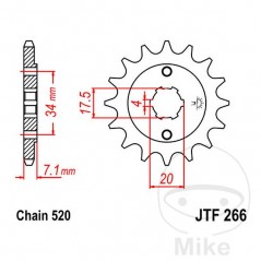 JT SPROCKETS Piñón transmisión engranaje grueso 13T 520 4 Ø17.5/20 726.46.66