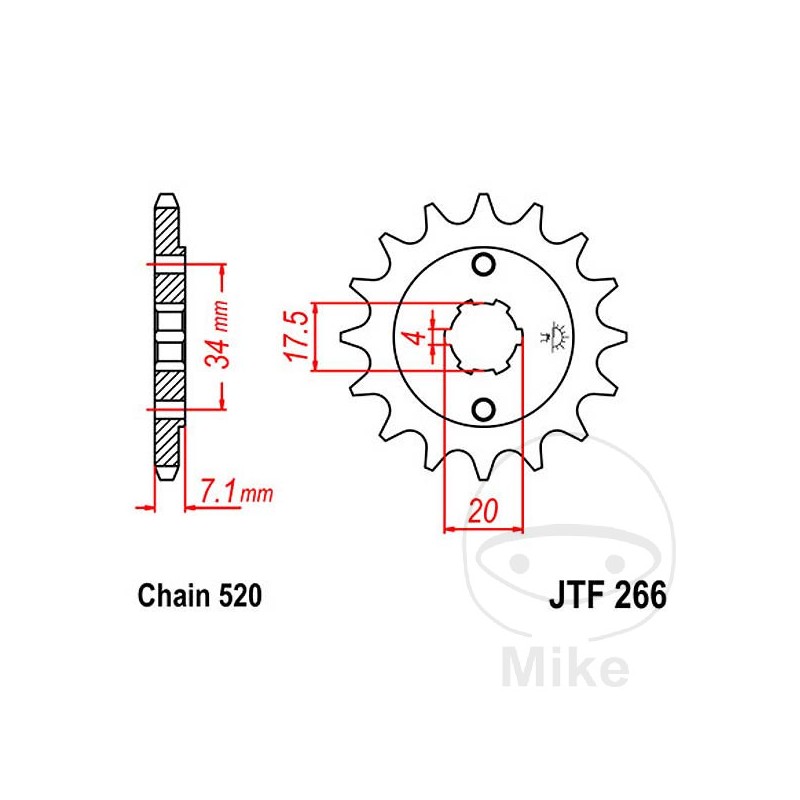 JT SPROCKETS Piñón transmisión engranaje grueso 13T 520 4 Ø17.5/20 726.46.66