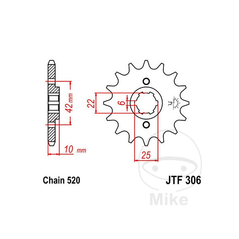 JT SPROCKETS Piñón transmisión engranaje grueso 15T 520 6 Ø22/25 726.47.99