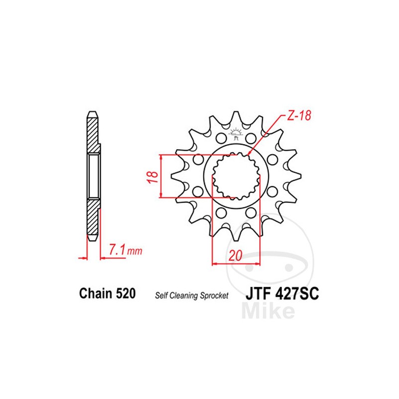 JT SPROCKETS Piñón transmisión engranaje fino RACING 13T 520 Ø18/20 726.48.15