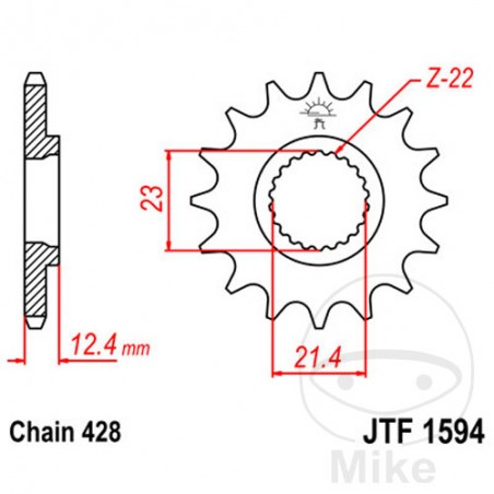 JT SPROCKETS Fine gear transmission pinion 15T 428 Ø21.4/23 726.48.64