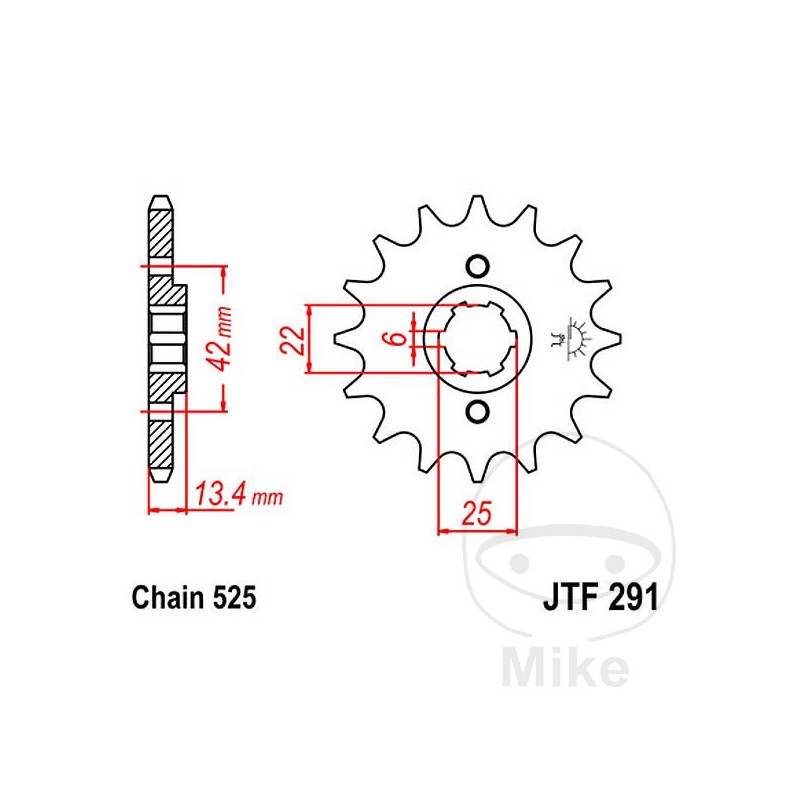 JT SPROCKETS Piñón transmisión engranaje grueso 15T 525 6 Ø22/25 726.49.55