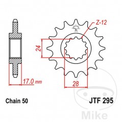 JT SPROCKETS Piñón transmisión engranaje fino 16T P-530 Ø24/28MM 726.04.96