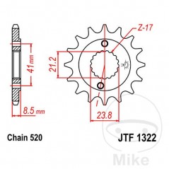 JT SPROCKETS Fine gear transmission pinion 13T P-520 Ø21/23MM 726.00.65