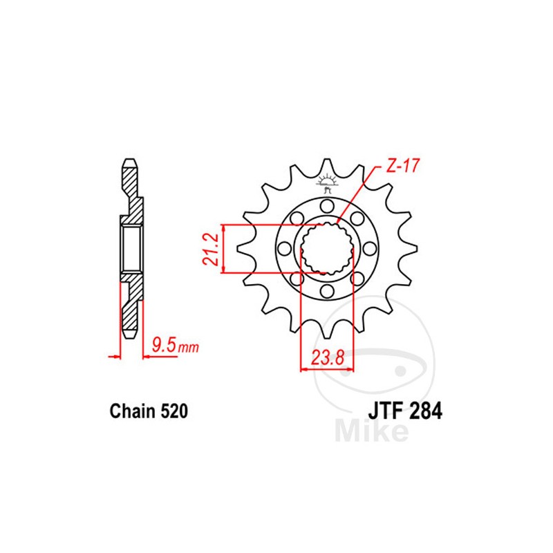 JT SPROCKETS Piñón transmisión racing engranaje fino 12T P-520 Ø21/23.8MM 726.00.93