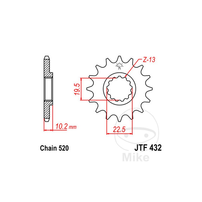 JT SPROCKETS Fine gear transmission pinion 11T P-520 Ø19.5/22MM 726.01.34
