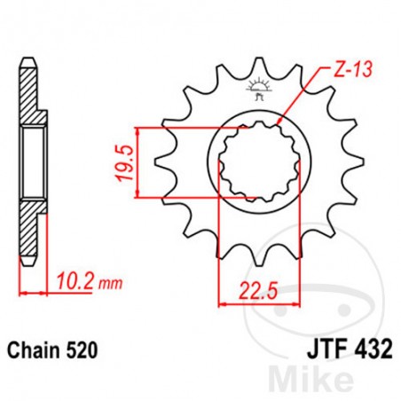 JT SPROCKETS Fine gear transmission pinion 11T P-520 Ø19.5/22MM 726.01.34