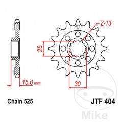 JT SPROCKETS Piñón transmisión racing engranaje fino 14T P-525 Ø26/30MM 726.01.86