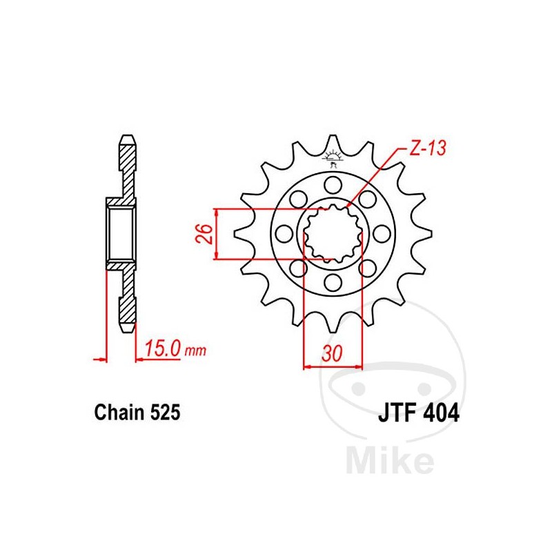 JT SPROCKETS Piñón transmisión racing engranaje fino 14T P-525 Ø26/30MM 726.01.86