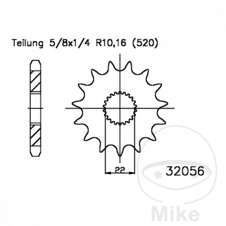 ESJOT Fine gear transmission pinion 12T P-520 Ø22/24MM 726.02.45