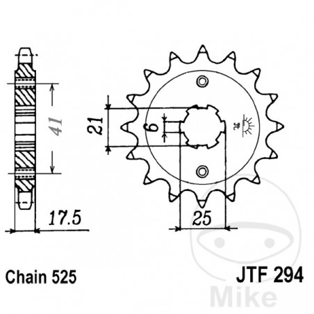 JT SPROCKETS coarse gear transmission pinion 15T P-525 6 Ø21/25MM 726.48.23