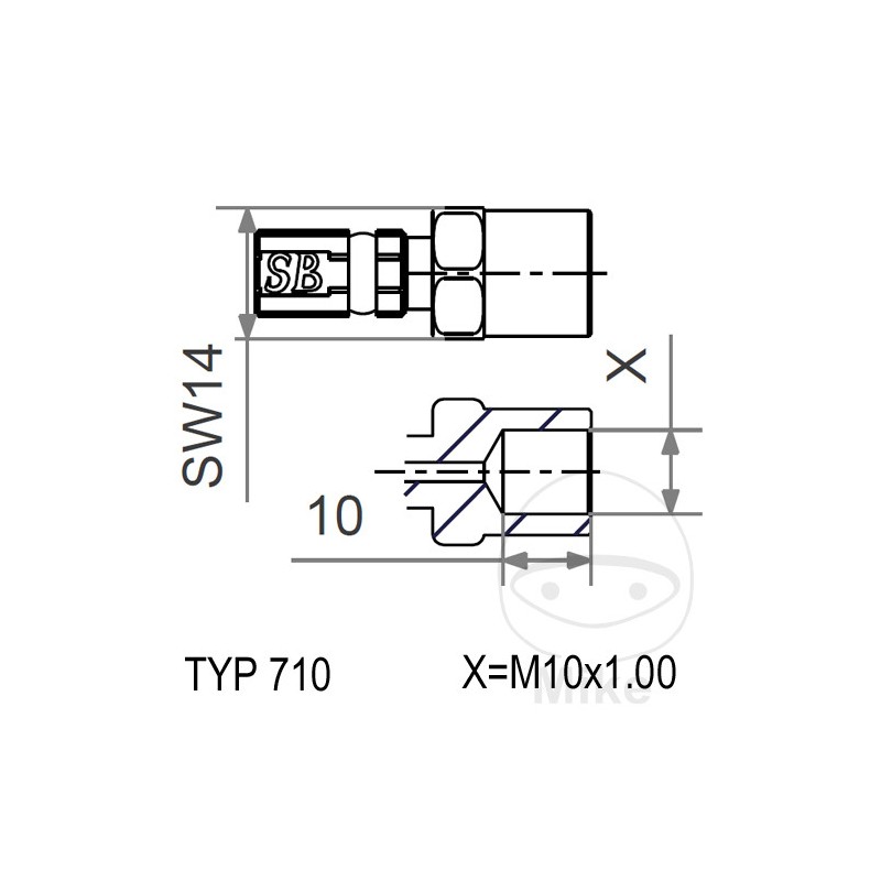 Fixed internal thread TYP710 M10 X 1.00 757.21.83