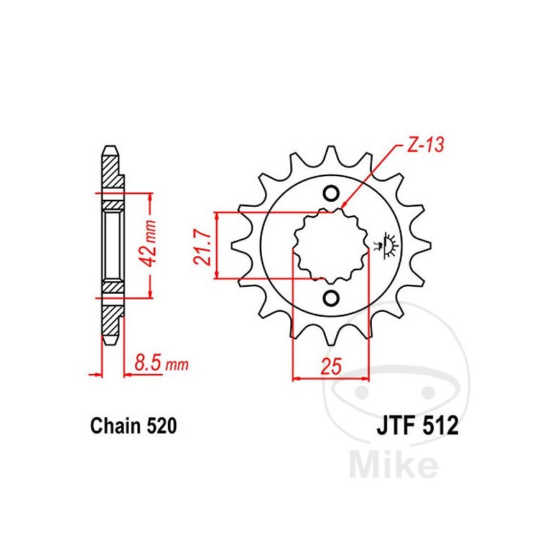 JT SPROCKETS transmission sprocket 17T P-520 ALTN: 7260386 726.32.21