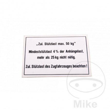 Señal de peso carga para remolque 50 KG 105X74 MM 338.04.21