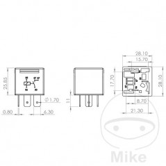 Relé 5 polos 12V 30A 118.00.48