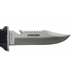 CRESSI Cuchillo de buceo SKORPION - Hoja acero inoxidable templado, empuñadura anatómica Soft Grip y sistema enganche rápido BRC