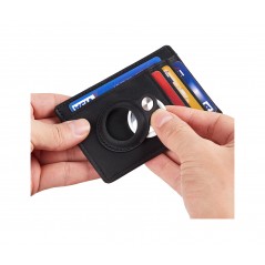 TUDETIC Card Holder Wallet with AirTag - Keep your valuables safe and located TUD-WAT-NEGRVAR