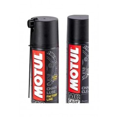 TUDETIC - kit limpiador y lubricante motul para cadena moto c1 c3 400 ml + cepillo limpieza gamuza microfibra 30x40 cm | set man