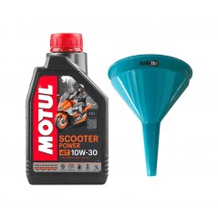 TUDETIC - Aceite Moto Motul Scooter Power 4T 10W30 MB 1 Litro + Embudo para 4 Tiempos Lubricante Motor T KIT-MOT-2